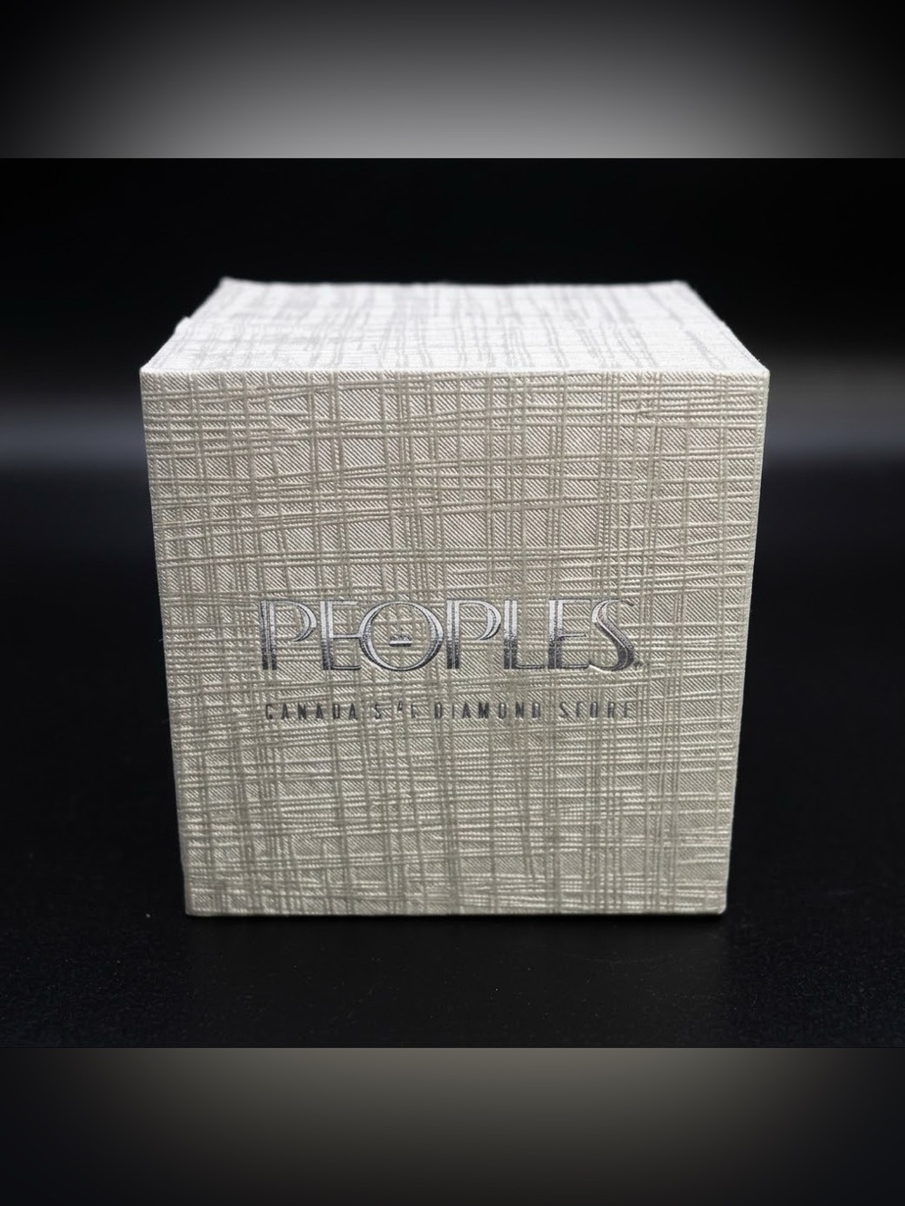 Peoples Jewellers Empty Engagement Ring Box Grey Textured Silver Logo